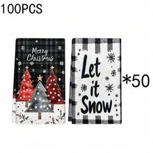 1 set/1 pièce/2 pièces Serviettes de cuisine et gants de vaisselle imprimés avec des arbres de Noël colorés, convenant à la décoration intérieure des restaurants, cuisines et salles de bains, à la décoration de fête, aux cadeaux de vacances et pouvant également être offerts en cadeaux de Noël