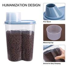 2 Pack 2lb/2.5L Pet Food Storage Container With Measuring Cup, Can Covers And Bowl For Small Dog, Cat, Waterproof - 藍色 - 查看 3