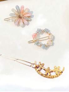 4pcs/Set Daisy Bangs Clips (Random Color), Claw Clips, Hair Claws, Clips For Hair, Hair Slide, Hair Barrettes, School Stuff
