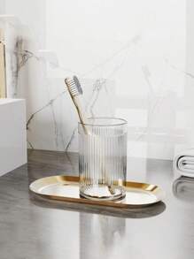 1 件装奢华简约透明漱口杯，高端情侣牙刷杯，适用于家庭、酒店、浴室