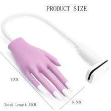 Mano de práctica de uñas acrílicas - Mano de práctica de uñas de silicona, versión mejorada con placas de uñas que nunca se caen, mano de práctica de uñas falsas, modelo de práctica flexible, viene con 50 placas de uñas. Los dedos nunca se rompen - Los dedos tienen huesos de aluminio de 3,2 mm en su interior, conectados a través de todo el dedo, lo que permite que los dedos se doblen en varios ángulos. - Morado - Ver 5