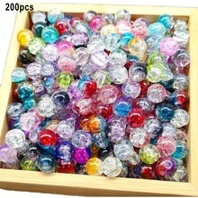 50/200pcs, 8/10mm Crystal Glass Mixed With Colored Gradient Beads, For Jewelry Making DIY Handmade Bracelet Necklace Earrings Craft Supplies