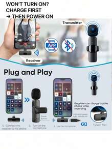 2 Pcs Wireless Lavalier Lapel Microphone Compatible With Iphone & IPad - 2-In-1 Auto-Sync Mini Recording Mic With Noise Reduction, HD Clear Sound - Perfect For Live Streaming, Video Recording, Interviews, Live, Podcasts, Vlogs, Zoom Meetings, Gaming (Twitch), Online Courses, Weddings, Film Making - Plug & Play Portable Clip-On Mic For Smartphones, Cameras, PC, Studio & Outdoor Use