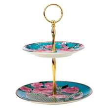 Maxwell And Williams Teas And C's Silk Road 2 Tiered Cake Stand Aqua Gift Boxed