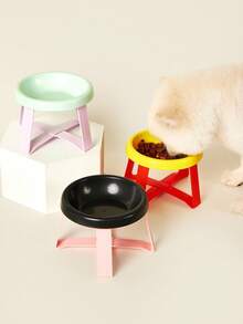 PETSIN 1 件宠物食盆，糖果色猫食盆，塑料食物和水碗，装饰配件，防止颈部和胡须疲劳，适用于猫和小型犬 - 彩色 - 查看 8