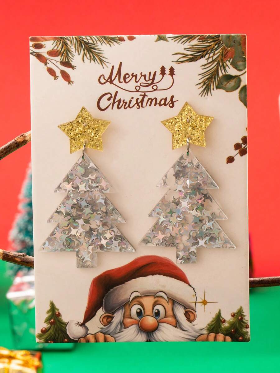1 Pair European & American Christmas Cartoon Sweet Design Bell, Star ...