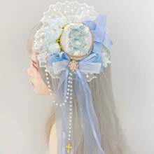 Harajuku Headwear Spike Lolita Y2K Girl Gothic Ball Rose Faux Pearl Feather Small Flat Hat Elegant Hairpins Clip Hair Clip Hairgrips Halloween