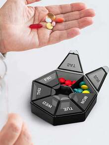 1pc Mini 7-Day Portable Medicine Jewelry Box, Lightweight And Durable Case For Travel And Home Storage - Multicolor - View 9