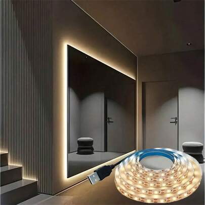 1pc USB Powered LED Light Strip - Warm White/White, Easy Installation, For TV Backlight, Home Decor, Kitchen Backlighting, Bedroom, Room, Wardrobe, Cabinet, Indoor Display, Party Scenes