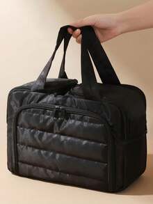 大容量轻便收纳包，多口袋女士化妆包，多功能旅行包，拉链封口，适合旅行和度假 - 黑色 - 查看 10