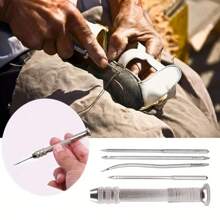 5/6pcs Leather Sewing Needle Set With Replaceable Needles - DIY Leather Craft, Sewing Tools, Practical Metal Tool Kit, Multi-Function Shoe Repair & DIY Handcraft Tool Kit, Sewing Accessories, Multi-Purpose Shoe Repair Tool Kit, Punching & Stitching Needles