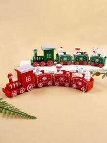 1pc Christmas Decor 4-Piece Mini Train Figurine(Dimensions After Assembly(7.67inx1.81in)), Children's Birthday Gift, Display Decoration