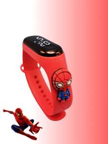 Marvel Spider-Man Cartoon Luminous Watch, Fashionable Teen Gift. Unisex For Boys & Girls. Suitable For Multiple Age Groups, Teen Electronic Quartz Watch.