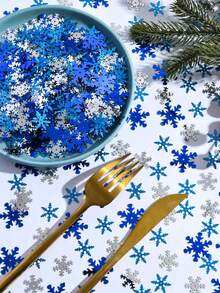 15/30/50g Decorazioni a coriandoli a forma di fiocchi di neve invernali, coriandoli glitterati bianchi e blu, paillettes a forma di neve per decorazioni da tavolo per feste a tema Frozen, Natale e inverno
