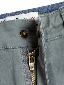 Boys' Letter Embroidery Casual Woven Pants - Olive Green - View 5