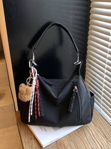 Sac à bandoulière mode polyvalent grande capacité Merlard Retro 2025 à texture mate, sac de plage haut de gamme, sac fourre-tout, sac de courses, grand sac, sac à main à texture de niche, sac bandoulière croisé à fermeture éclair à double bretelle