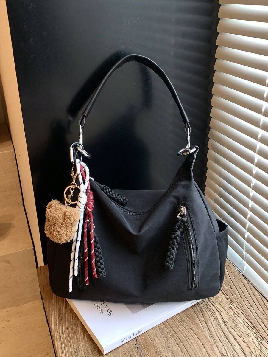 Sac à bandoulière mode polyvalent grande capacité Merlard Retro 2025 à texture mate, sac de plage haut de gamme, sac fourre-tout, sac de courses, grand sac, sac à main à texture de niche, sac bandoulière croisé à fermeture éclair à double bretelle