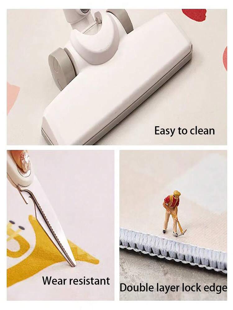 1件黑色简约图案厨房地垫，米色包边，防滑防污，适用于房间装饰、客厅、浴室、卧室地毯、门垫、区域地毯和户外地毯。采用聚酯纤维制成，易于清洁，可机洗，适合所有季节和节假日使用。 - 黑色 - 查看 8