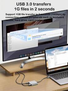 三合一 Type-C 转适配器，Type-C 集线器 Thunderbolt 3 转 4K 输出，USB 3.0 端口和 USB-C 充电端口，兼容 MacBook Pro/Air、Galaxy S8/S9、笔记本电脑 PD 充电 USB 分线器数字 AV 适配器 - 彩色 - 查看 5