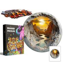 不对称形状木制拼图玩具，独特的派对游戏礼物，装饰艺术拼图，桌面魔术拼图，创意儿童认知拼图，节日礼物，适合儿童，圣诞礼物，返校礼物，生日礼物 - 彩色 - 查看 3