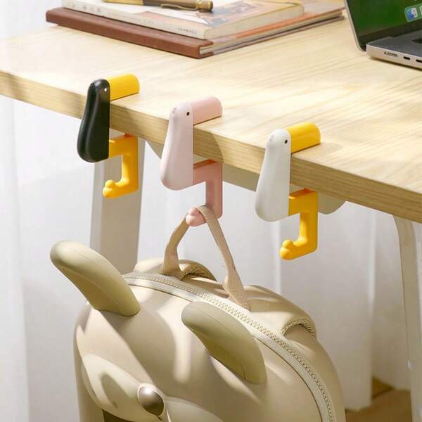 1 pieza Ganchos colgantes sin taladro - Ganchos adhesivos de gran resistencia para escritorio/bolso/almacenamiento - Organizador de montaje lateral ahorra espacio con agarre fuerte, instalación fácil de pelar y pegar, organizador de hardware desmontable sin daños para el hogar, oficina, dormitorio, escritorio, estanterías, cables, bolsos, sombreros, llaves y accesorios, perfecto para apartamentos y espacios pequeños, resistente, de limpieza rápida, sin residuos