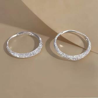 925 Sterling Silver Glitter Huggie Hoop Earrings For Women – Lightweight Frosted Mini Hoops For Daily Wear, Stacked Piercing Look, Aesthetic Jewelry Gift For Girls, Y2K Inspired Minimalist Design