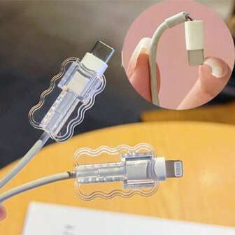 2pcs PP (Polypropylene) Cable Protector Bite Proof: Protect Your Cables From Damage And Disconnection