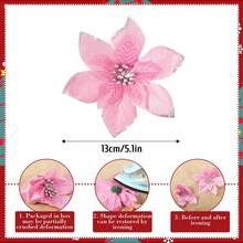 1/5/10/20/30pcs Artificial Poinsettia Flowers With Glitter, Christmas Tree Decoration, Holiday Decor, Suitable For Outdoor Trees