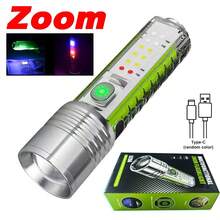 KENSUN Ultra Bright LED Camping Flashlight With Hook, Rechargeable Adjustable Focus Outdoor Waterproof Flashlight With Side Light - As Shown In the Figure - View 14