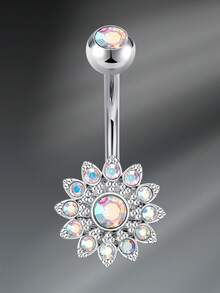 CIZME 1 件时尚不锈钢心形花蝴蝶肚脐环，适合女性日常装饰，14G 10mm 肚脐环穿孔首饰刻面方晶锆石吊坠肚脐环肚脐穿孔身体首饰 - 彩色 - 查看 22