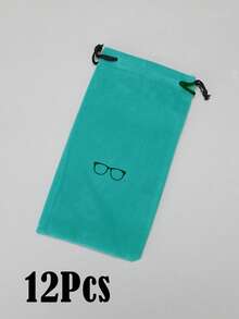 1-12 件植绒彩色抽绳眼镜收纳袋，时尚便携式眼镜盒 - 多色 - 查看 22