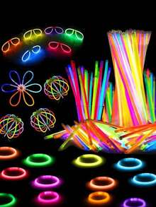 100/50/20/2pcs Party Glow Sticks, Glow Bracelets, Glow Necklaces, Neon Lights Suitable For Weddings And Parties Bright And Colorful Glow Sticks Colorful DIY Glow Sticks, Glow Bracelets, Party Decorations, Concert Supplies - Multicolor - View 1