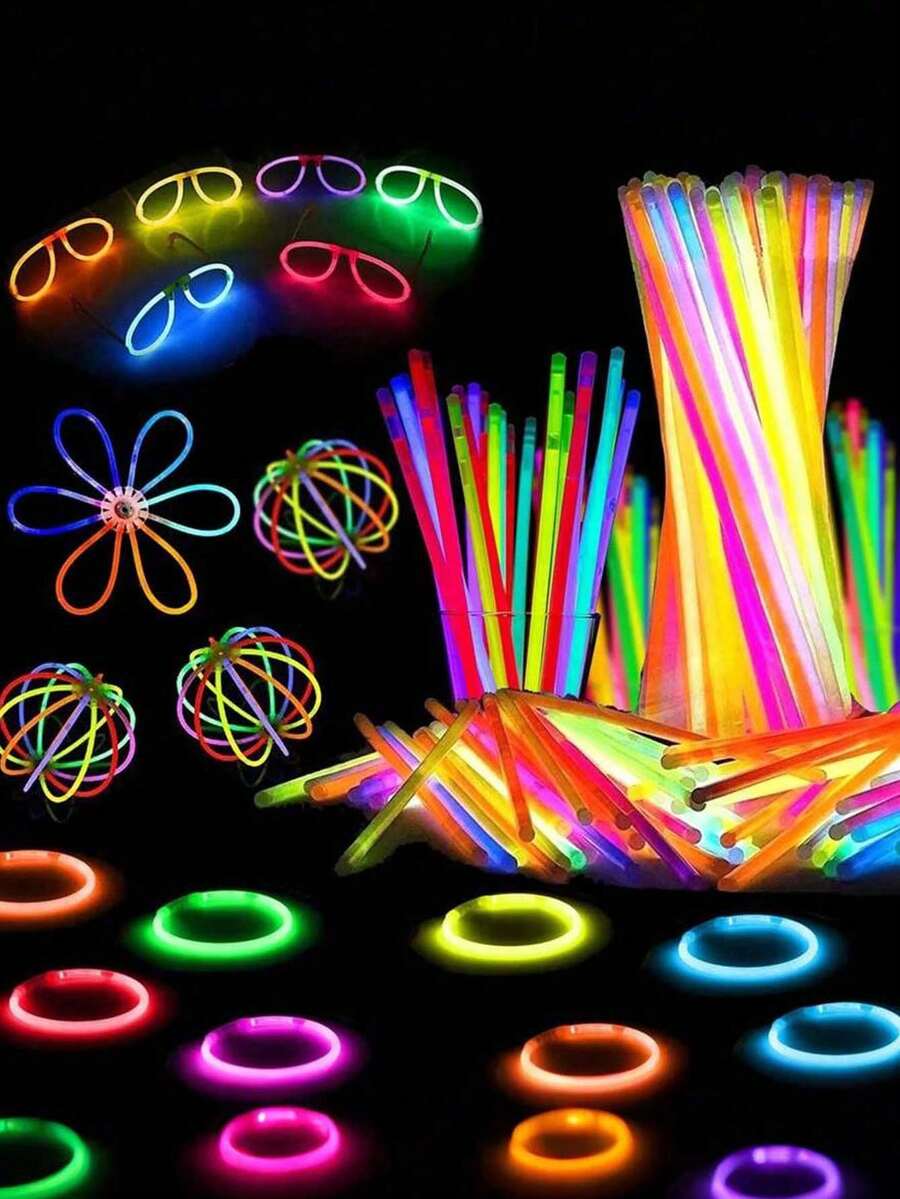 100/50/20/2pcs Party Glow Sticks, Glow Bracelets, Glow Necklaces, Neon Lights Suitable For Weddings And Parties Bright And Colorful Glow Sticks Colorful DIY Glow Sticks, Glow Bracelets, Party Decorations, Concert Supplies - Multicolor - View 1