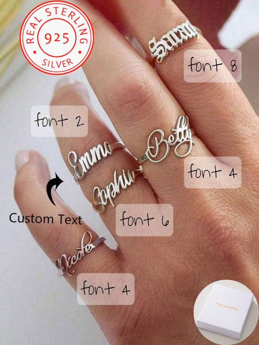 One Piece Custom Ladies English Name Ring, Fine Ladies Jewellery Gifts, Mother's Day Gifts, Valentine's Day Gifts, Birthday Gifts, Wedding Anniversary Gifts, Christmas Gifts, High Class Gifts For Friends And Classmates Graduation Gifts For Family Members