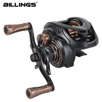 BILLINGS Fiskerulle för beteskastning, kompakt design och lättviktig beteskastningsrulle, 7,2:1 höghastighetsutväxling, fiskerullar med magnetbromssystem, metallspole och vippa