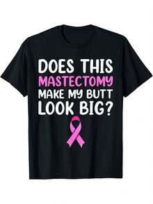 Mastectomy Survivor Recovery Apparel, Breast Cancer Women T-Shirt Black Casual Short Sleeve Men's Sport T-Shirt 220g - 黑色 - 查看 2