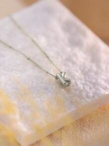 女士字母项链，精致银色泡泡字母项链，小巧A-Z字母吊坠项链，名字项链，个性化吊坠项链，可爱金色项链，圣诞饰品，女士珠宝 - 款式2 (銀色) - 查看 4