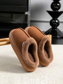 Plush Indoor Slippers For Women, Autumn/Winter, Soft Bottom Comfortable EVA Thick Sole Lightweight House Slippers, Unisex Warm Shoes Suitable For Indoor & Outdoor Wear