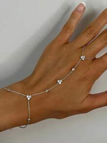 1pc Bohemian Crystal Finger Hand Chain Bracelet With Rhinestone, Fashion Jewelry Accessory, Suitable For Parties, Ins Style