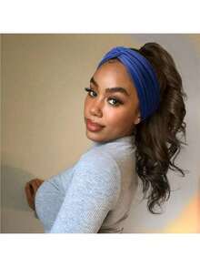 4 件/包高品质纯色宽发带，女士交叉打结运动瑜伽发带，时尚女孩头巾发饰秋季配饰秋季头巾女式头巾秋季头带冬季度假装女士 - 彩色 - 查看 7