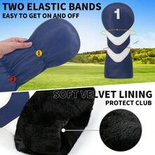 ​​Durable Golf Club Head Covers For Hybrid, Driver, Fairway Wood & Putter - Multi-Function Golf Accessories - Blue - View 6