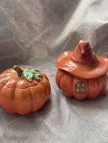 2 Stücke/Set Hexenhut/Blatt Kürbis Silikonform - Epoxidharz Halloween Deko, DIY Kerzenhalter & Basteleien, Kürbis Dekorationen, Bastelbedarf, Feiertags Behälter, Feiertags Design, detaillierte Handwerkskunst