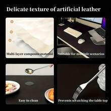 1pc Eye-Protecting Leather Desk Mat, Office Desk Pad, Large Mouse Pad, Laptop Desk Mat, Manicure Desk Mat, Coffee Table Mat, Vanity Table Mat, Super Large Tablecloth, Waterproof, Oil-Proof, Stain-Resistant, Wear-Resistant, Washable Home Dining Table Mat, Suitable For Various Tabletops, Large Dining Table Mat And Small Desk Mat, Fashionable Design, Perfect For Home Decor And Holiday Gifts, Kitchen Counter Mat