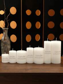 1 pièce Bougie colonne de style européen classique blanche ivoire, bougie romantique sans fumée pour la maison/le mariage/l'hôtel