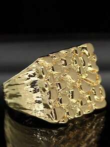 Creative Stylish Square Rings Golden Colors Geometric Square Pattern Rings Casual Ring For Men For Daily Party Wear - Nhiều màu - Xem 4