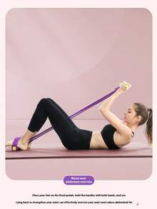1 Piece Home Gym Resistance Band - 4-Tube Elastic Pull Cord For Full Body Workout, Abs Trainer, Rower And Gym Equipment - Improve Strength And Flexibility - Purple - View 6