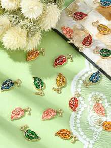 10Pcs Multicolor Alloy Leaf Pendant Colorful Leaf Charms For Jewelry Making Findings Crafting Accessory For DIY Necklace Bracelet - 10Pcs - View 3