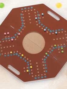 二合一跳棋和扑克牌游戏套装，适合家庭聚会多人娱乐竞技，14岁以上青少年适用，可作为圣诞节或生日礼物。 - 棕色 - 查看 4