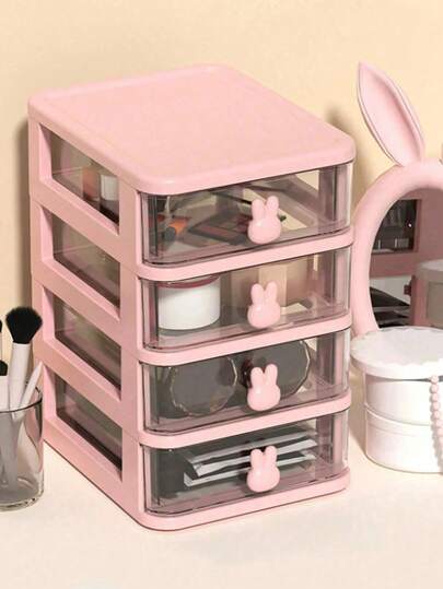 1 White Pink Jewelry Storage Box, White Pink Room Decoration Multi-Color/Multi-Layer/2-Layer/3-Layer/4-Layer Can Be Used For Home Storage, Office Desktop Storage, Small Item Storage Box, Drawer Storage Box/Pink Storage Box Women's Children's Girl Hair Accessories Storage Box