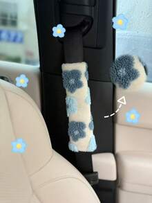 Plush Flower Car Seat Belt Shoulder Pads, Soft & Breathable Safety Belt Protector,Car Accessories Women - one-size - View 17